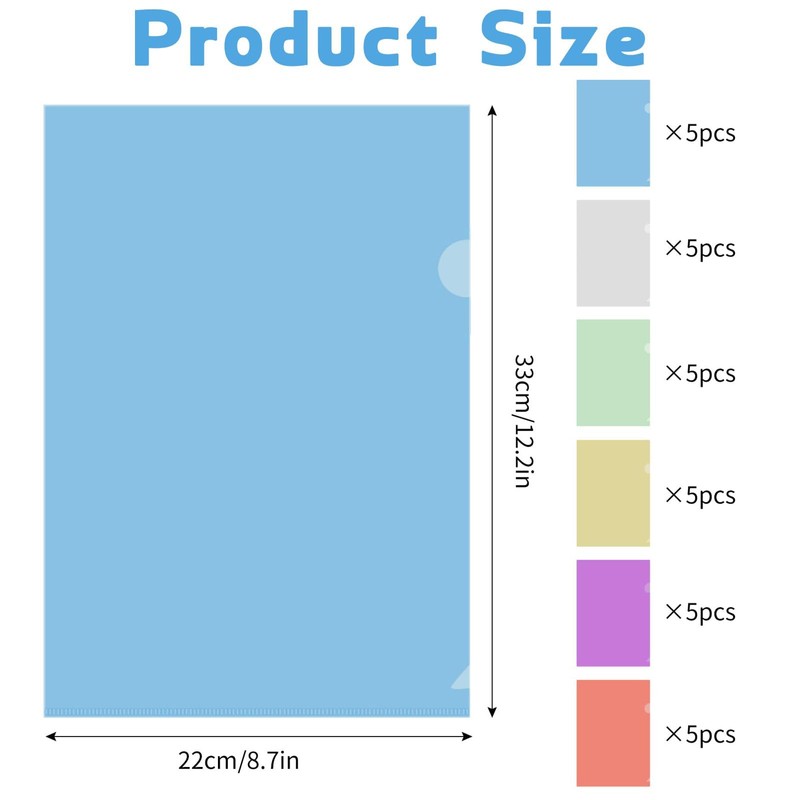 A4 Clear Plastic Folders,30 Pcs A4 Plastic Sleeves Wallets 6
