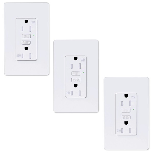 Digi 3x Slim Outlet 15 Amp GFCI Receptacle Tamper Weather