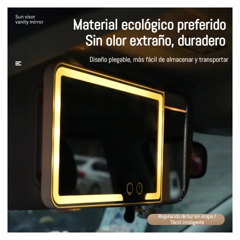 Espejo De Maquillaje,carro,con Luz Led,aumento De 3x,3 Modos
