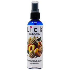 LICK Peaches and Cream Body Spray for Women - Flavorful Sensual Fragrance Mist Collection with Delectable Taste for Intimate Moments, 12 Delicious Scents, Vegan Formula, 4 fl oz (117mL)