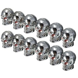 GLEAVI 12 Tapones de Válvula de Calavera: Tapas de Caucho Plateado para Llantas