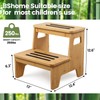 Wooden Step Stools for Kids, Heavy Duty Bamboo 2-Step Stepping