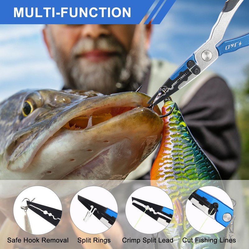 J&D Fishing Pliers, Aluminum Alloy Fishing Pliers Multi-Functional Lightweight Multi-Functional