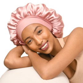 Holarleo Satin Silk Bonnet for Sleeping - Hair Wrap With Soft Elastic Band, Sleep Cap for Women (Pink, One Size)