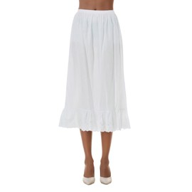 BEAUZSUZSANA Half Slip for Under Dresses Women Long Lace Skirt Extender Underskirt Non Cling 100% Cotton (Ivory-80cm,2XL)