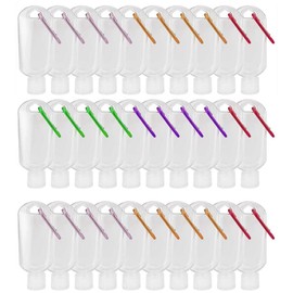 spmimi 30 Pack Travel Plastic Clear Keychain Bottles, Leakproof Refillable Empty Bottles Portable Squeeze Containers with Flip Cap(50ml/1.7oz)