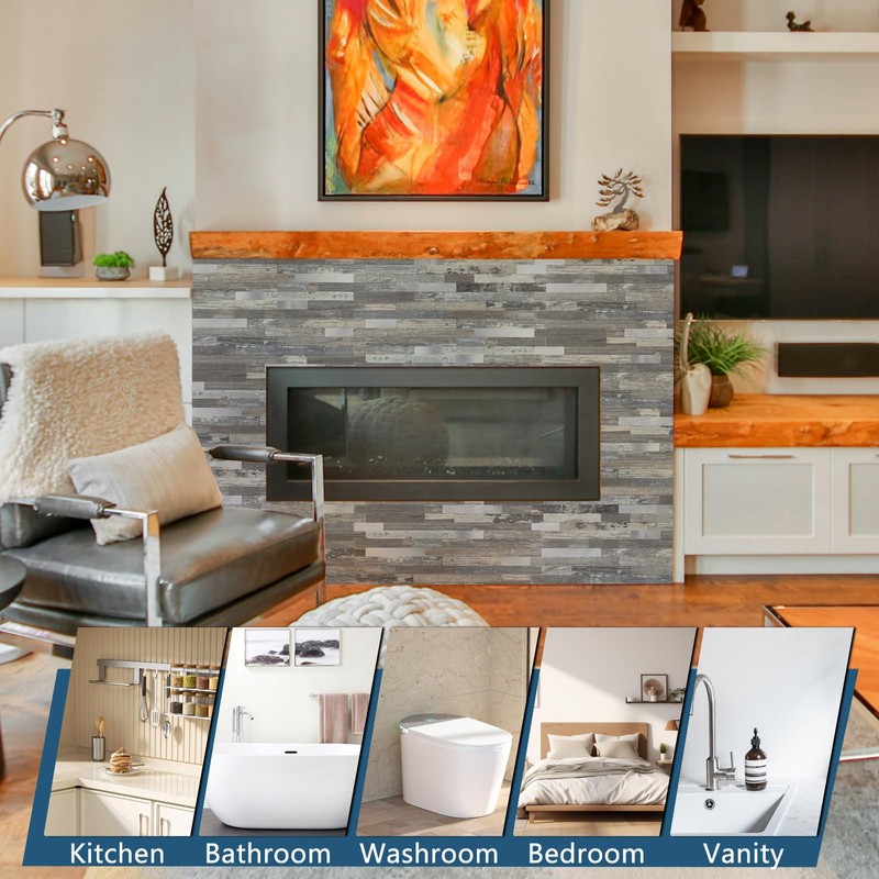 Yipscazo 20 Sheets Peel and Stick Stone Metal Backsplash, PVC