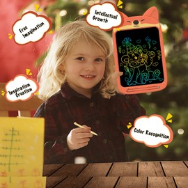 LCD Writing Tablet Kids Toys, 10 Inch Fox Drawing Board Toys for 3 4 5 6 Year Old Girls Gifts, Erasable and Portable Doodle Board for Toddler, Educational Birthday Writing Tablet for Kids Toddler