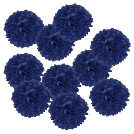 PATIKIL 10" Tissue Pom Poms Flowers, 18 Pack Paper Flower Ball for Wedding Bridal Shower Birthday Bachelorette Party Backdrop Decoration, Navy Blue