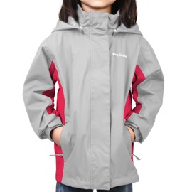 YINGJIELIDE Boys Girls Rain Jacket,Kids Lightweight Waterproof Hooded Raincoats Windbreakers,Outdoor Hiking Coat (5-6, Neutral Grey)