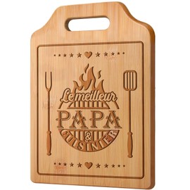 Cadeau Papa, Cadeau Anniversaire Papa, Planche à Découper en Bambou Gravée, Cadeau Fete des Peres Original 31 * 22 * 1cm