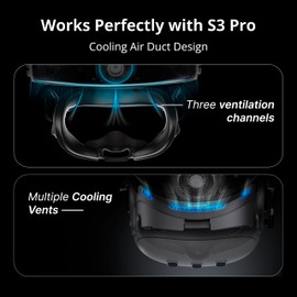 BOBOVR F3 Comfort Face Cover Pad Facial Interface Compatible with Quest 3 Accessories, with 3-Channel Ventilation, Adjustable Field of View, Glasses-Friendly Design and Soft Lycra Nose Protection