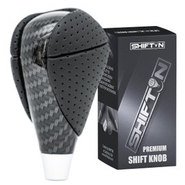 SHIFTIN Carbon Fiber Pattern Gear Shift Knob for Lexus ES300h ES350 GS300 GS350 GS430 GS460 IS250 IS300 LS460 LS600h RX350 RX450h (Punched Black Leather/Carbon Fiber Pattern)