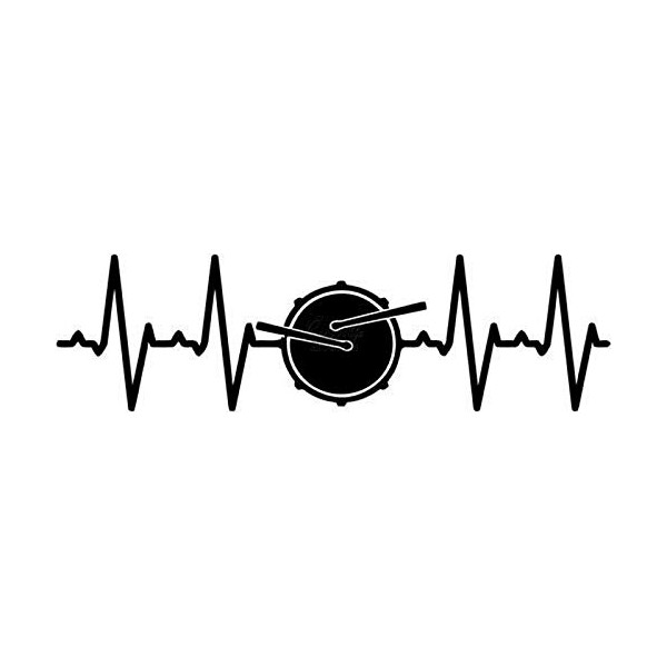 Drummer Drum Lifeline Heartbeat Vinyl Decal Sticker for Home Office