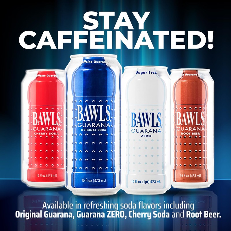 BAWLS Guarana Root Beer - Guarana Fueled Soda for Energy,