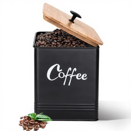 Airtight Coffee Canister-Coffee Container, Airtight 40 oz Large Iron Black Storage Container for Coffee Grounds, Beans, Pods & More,Coffee Bar Accessories & Gifts