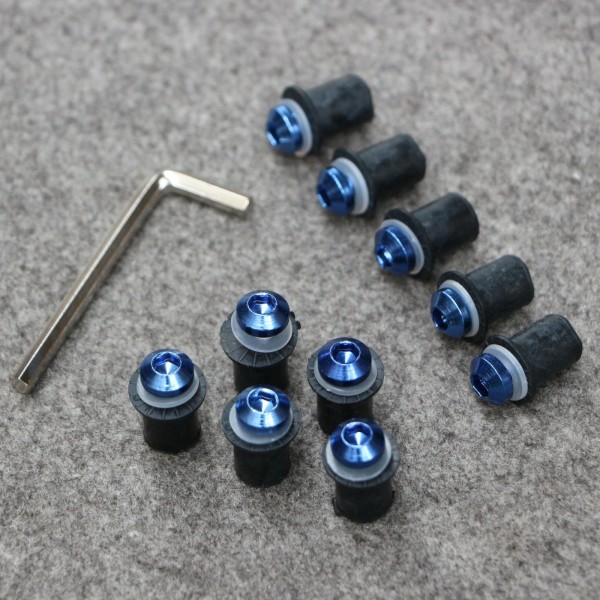 Unbranded Blue 10PCS Windscreen Windshield Bolt Screw Kit For SV650