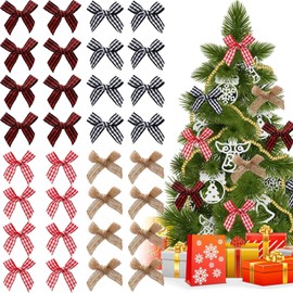160 Pcs Mini Gingham Ribbon Bow,Christmas Mini Burlap Bow Buffalo Plaid Bow for Craft,Christmas Mini Plaid Bows,Buffalo Gingham Bows,Checkered Bows for Christmas Tree DIY Crafts Home Decoration (B)