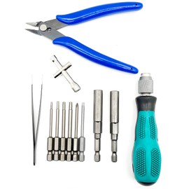 TEIRAY RC Car Repair Work Stand Repair Tool Set 360 Degree Rotation and 600 PCS RC Screws Kit and Screws Pallet Kit and RC Screwdrivers for 1/8 1/10 1/12 1/16 1/18 RC Car Truck Crawler (Black)