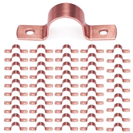 ROGVOC Plumbing Copper Pipe Straps, 50-Pcs 1/2 inch 2-Hole Pipe Clamp Mount Support