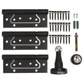 5 Inch Door Hinge Kit Magnetic Door Catch Stopper Heavy Duty Manganese Steel 360° Rotation Smooth Silent Opening for Residential Commercial Use (Black)