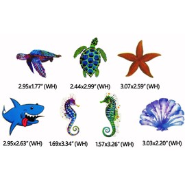 Lovezzr 14Pcs Cute and Cartoon Marine Organisms Latest Version Patch(not Embroidered Patch), Self-Adhesive Multicolored Graffiti Design Patch Applique for Clothes, Dress, Hat, Jeans, DIY Accessories