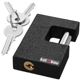 KOTARBAU® Cast Iron Padlock 80 mm Monoblock Padlock with Bolts Burglary Protection Shackle Lock Hardened Solid Lock