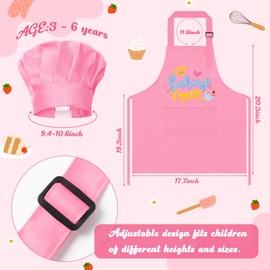 R HORSE Kid Apron and Chef Hat Set - 2Pcs Pink Baking Princess Adjustable Children Kitchen Toddler Apron for Girls, Funny Dress up Role Play Chef Toy Birthday Gift for Kids Cooking Baking Painting