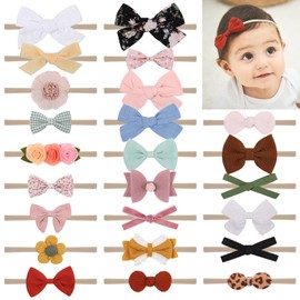 24PCS Baby Girls Bows Headbands Elastic Nylon Hairbands Hair Accessories for Newborns Infants Toddlers and Kids