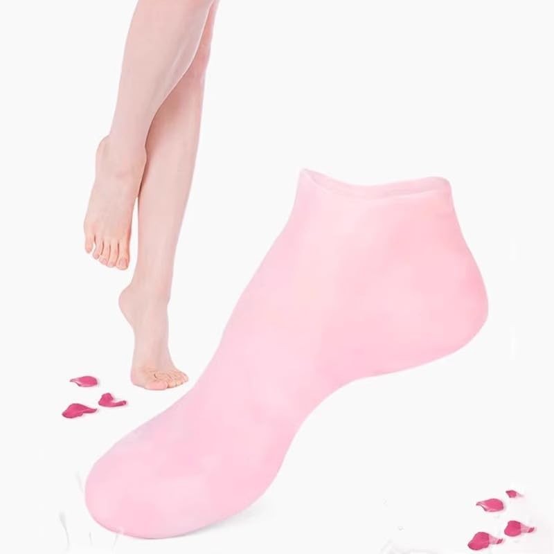 ANCLLO Feuchtigkeitsspendende Silikonsocken, Fuß-Spa-Pediküre-Silikonsocken für Frauen bei rissigen Füßen, elastisch,