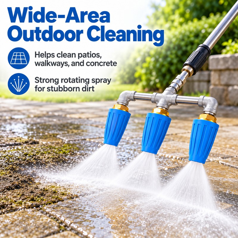 Pressure Washer Triple Turbo Nozzle for Cleaning – 360° Rotating