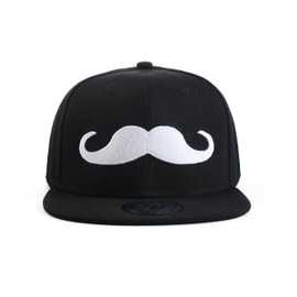 True Heads Moustache Black Snapback Baseball Cap
