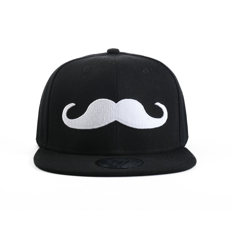 True Heads Moustache Black Snapback Baseball Cap