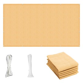 Cool Area Sun Shade Cloth with Grommets 3/4/6/8/10/12/16/20 FT Shade Panel Shade Tarp Screen Fabic for Outdoor Patio Pergola Cover Deck Garden, 6x6 FT, Sand