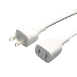 6 Feet Extension Cords for Small Appliances White Extension Wire Indoor Use Outside Extension Cord with 125V 5A 2 Prong Polarity Extension Cable for Holiday Lights, Lamps, Security Cameras (1 Pack)