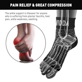 AVIDDA Plantar Fasciitis Socks 1 PAIR, Compression Foot Sleeves for Sport Arthritis Pain Relief, Ankle Support Brace for Men and Women Black M
