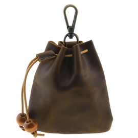 The Lord of the Tools Coffee-Colored Mini Cowhide Coin Pouch with Drawstring Top Layer Cowhide Coin Organizer Change Holder Leather Mini Key Chain Medieval Pouch Key Wallet