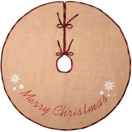 N&T NIETING 75 cm Christmas Tree Skirt, Hessian Christmas Tree Blanket, Christmas Tree Rug for