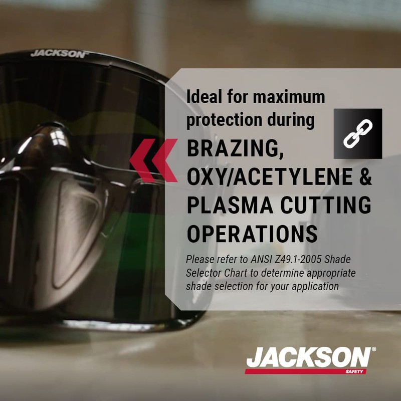 Jackson Safety GPL530 Premium Safety Goggles with detachable Faceshield, Green,