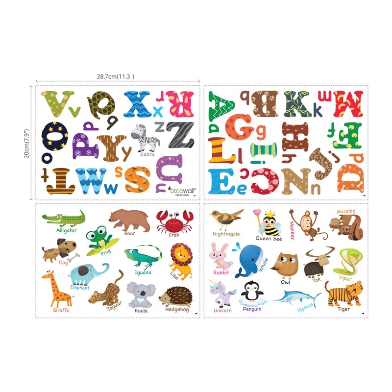 DECOWALL DS-8001 English Alphabet & Animals Wall Sticker for Living