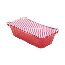 KitchenDance Disposable 2 Pound Closable Loaf Pan w/Colored Lids #1850L (Red, 50)