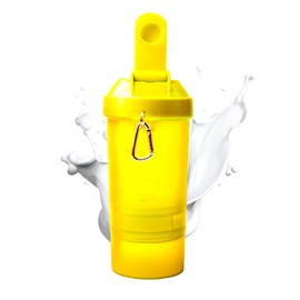 Cilindro Shaker Proteína de 450 ml con Compartimentos | Mezclador con Resorte de Acero | Vaso para Proteína Gym | Plástico Libre de BPA | Almacenamiento de Suplementos | UNDA
