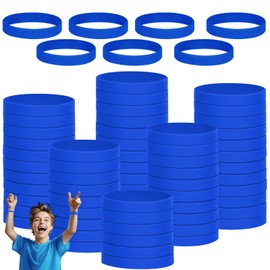 THXIY 50PCS 7'' Silicone Wristbands for Kids Teens, Kids Blank Silicone Wristbands Elastic Bracelets Rubber Bracelet Wrist bands bulk Party Teacher Supplies Boys Gilrs Education Activities-Blue