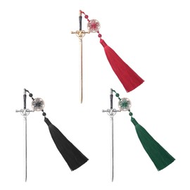 3-Piece Set Of Ancient Sword Hairpins, Retro Tassel Hairpins, Updo Hairpins, Metal Sword Hairpins, Elegant Hair Accessories For Women, Fashionable Hair Accessories