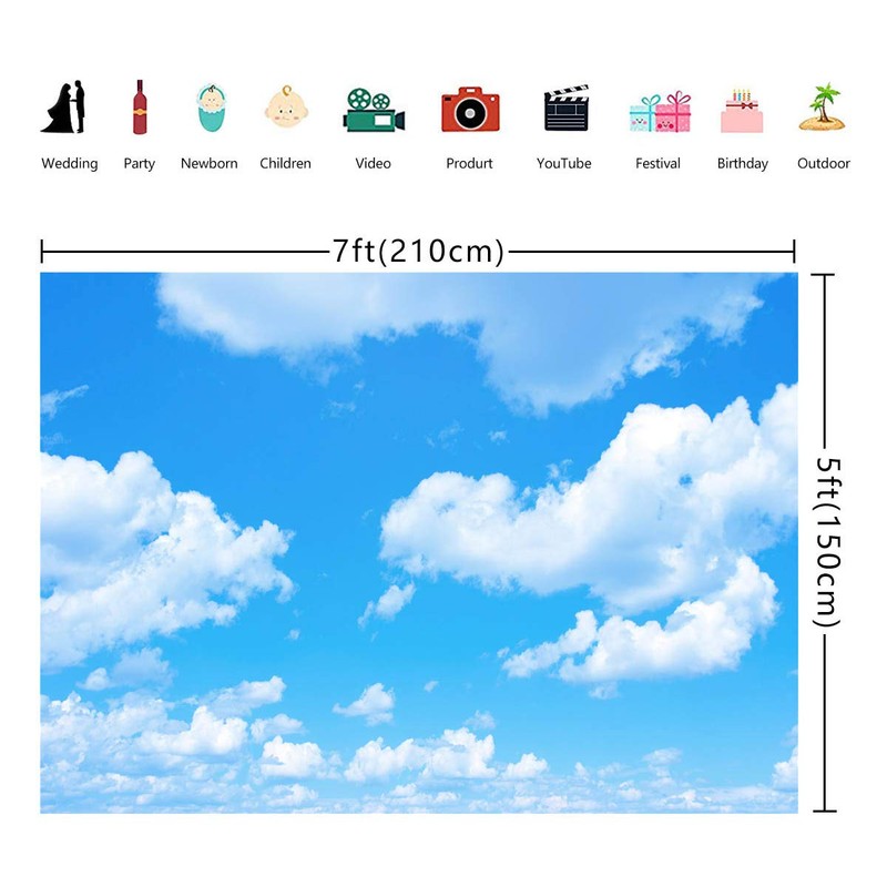 RUINI Blue Sky White Clouds Scene Photo Background Sunshine Sky