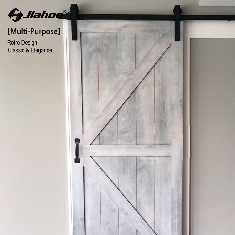 JIAHOO Rustic Barn Door Handles, Black Cast Iron Gate Handle,