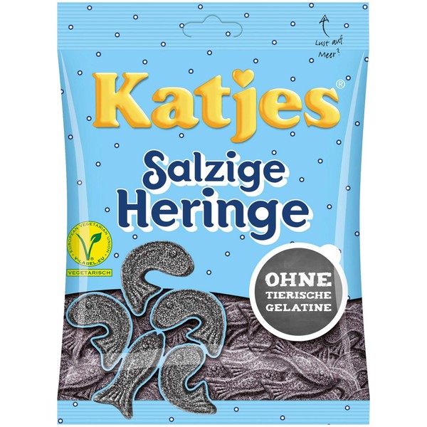 Katjes Salty Herrings Licorice Vegetarian Soft Gummi Candy Original from Germany 200g = 7.05oz