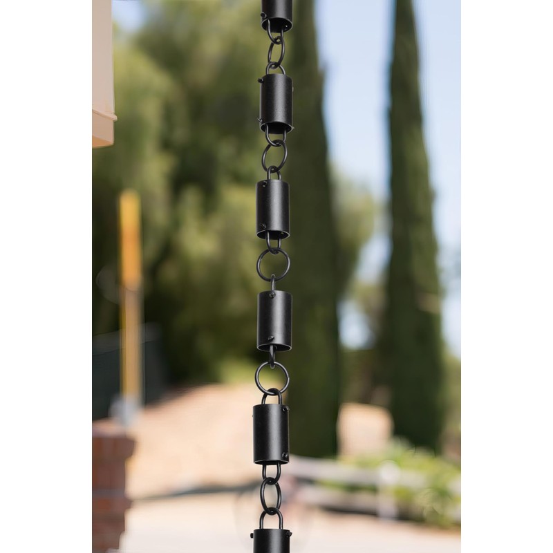 Monarch Rain Chains Aluminum Cylinder Rain Chain, 8.5 ft Black