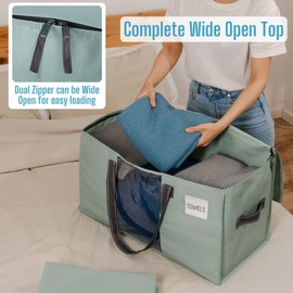 VENO 1 Pack Moving Bags, Comforter and Blanket Storage Bags for Closet, Moving Boxes, Boxes with Lids Alternative, College Dorm Packing Supplies, Foldable Heavy-Duty Tote (Light Green Matte, 1 Pack)