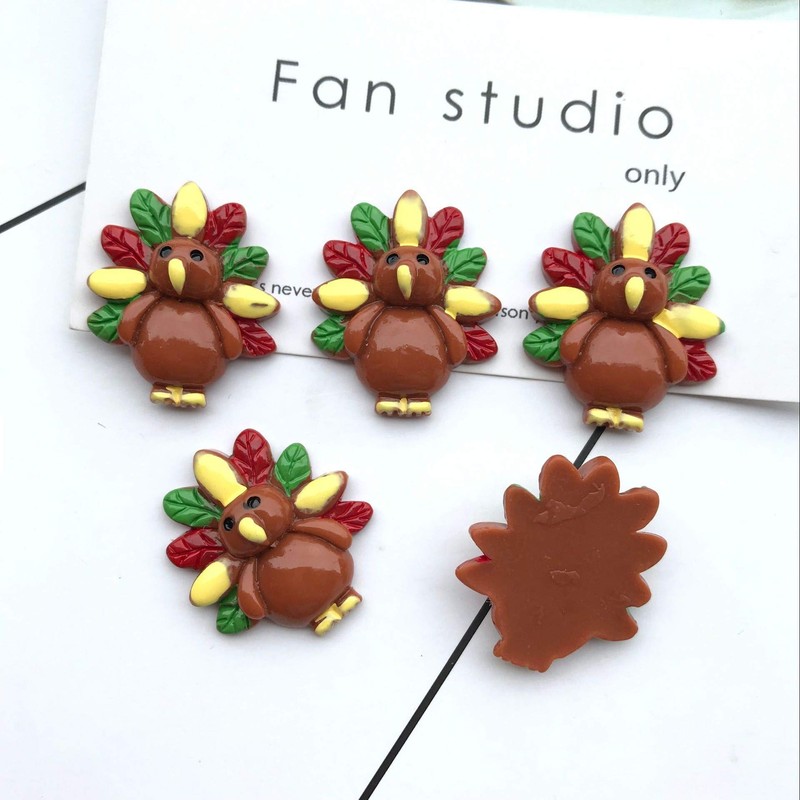 BinaryABC Thanksgiving Turkey Resin Flatback Craft Embellishment,Thanksgiving DIY Crafts Making,10Pcs